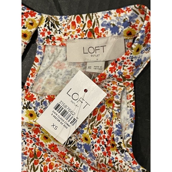 ANN TAYLOR LOFT Outlet NWT Red Floral Lined Halter Dress Size XS New - Picture 4 of 5
